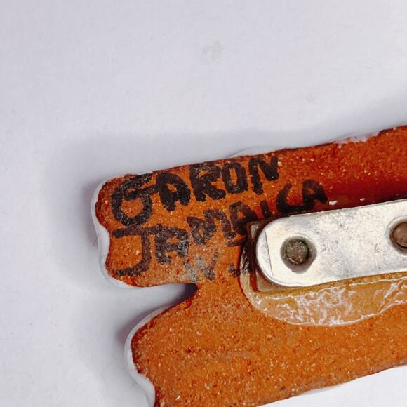 VTG 1960s Signed Garon Jamaica Earrings Ceramic Terracotta Clip On Caribbean - Picture 7 of 10